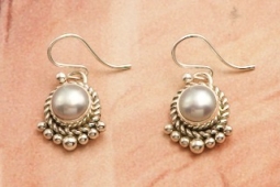 Artie Yellowhorse Freshwater Pearls Sterling Silver Earrings